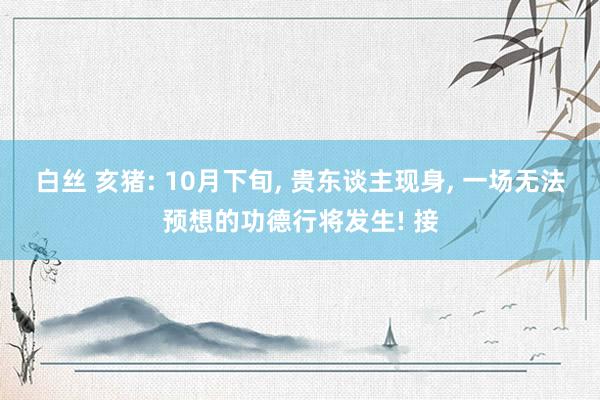 白丝 亥猪: 10月下旬， 贵东谈主现身， 一场无法预想的功德行将发生! 接