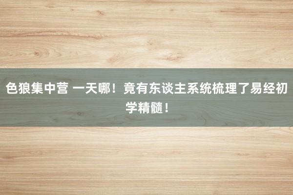 色狼集中营 一天哪！竟有东谈主系统梳理了易经初学精髓！