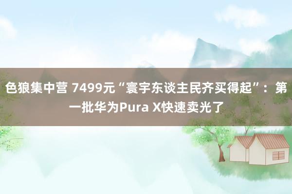 色狼集中营 7499元“寰宇东谈主民齐买得起”：第一批华为Pura X快速卖光了