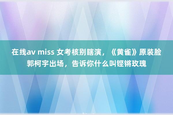 在线av miss 女考核别瞎演，《黄雀》原装脸郭柯宇出场，告诉你什么叫铿锵玫瑰
