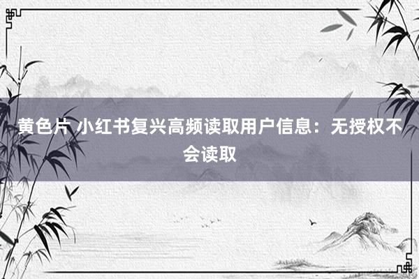 黄色片 小红书复兴高频读取用户信息：无授权不会读取