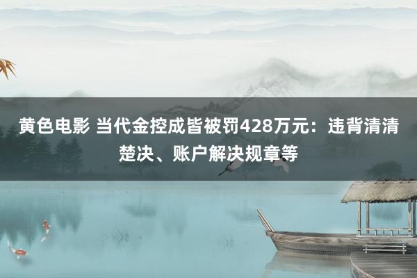 黄色电影 当代金控成皆被罚428万元：违背清清楚决、账户解决规章等