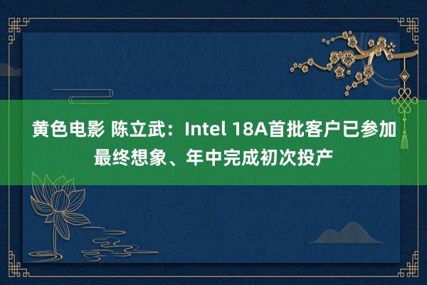 黄色电影 陈立武：Intel 18A首批客户已参加最终想象、年中完成初次投产