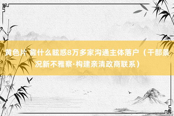 黄色片 靠什么眩惑8万多家沟通主体落户（干部景况新不雅察·构建亲清政商联系）