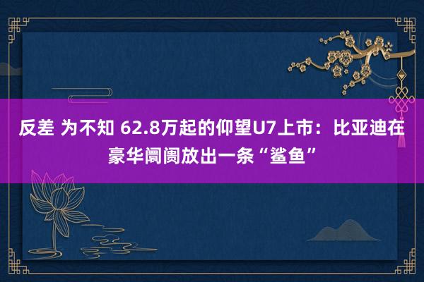 反差 为不知 62.8万起的仰望U7上市：比亚迪在豪华阛阓放出一条“鲨鱼”