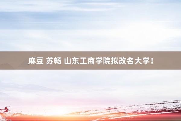 麻豆 苏畅 山东工商学院拟改名大学！