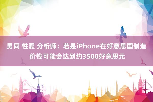 男同 性愛 分析师：若是iPhone在好意思国制造 价钱可能会达到约3500好意思元