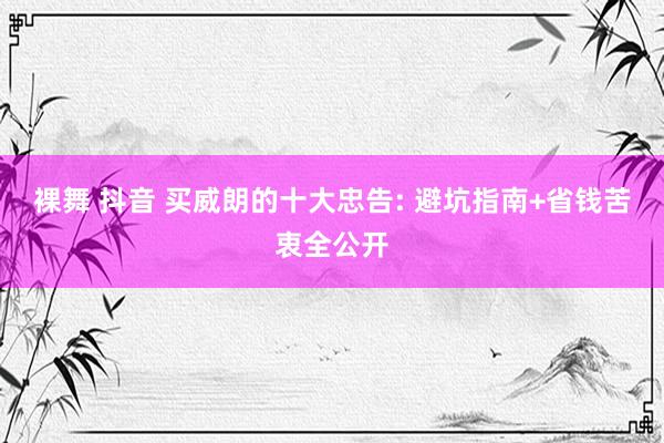 裸舞 抖音 买威朗的十大忠告: 避坑指南+省钱苦衷全公开