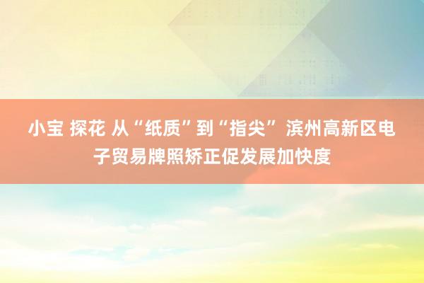 小宝 探花 从“纸质”到“指尖” 滨州高新区电子贸易牌照矫正促发展加快度