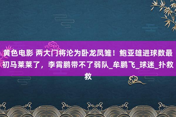 黄色电影 两大门将沦为卧龙凤雏！鲍亚雄进球数最初马莱莱了，李霄鹏带不了弱队_牟鹏飞_球迷_扑救