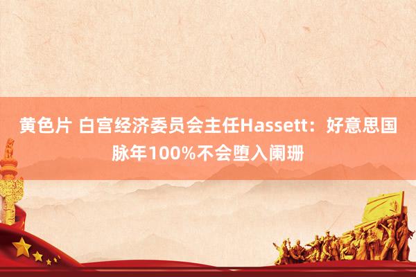 黄色片 白宫经济委员会主任Hassett：好意思国脉年100%不会堕入阑珊