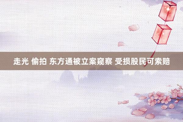 走光 偷拍 东方通被立案窥察 受损股民可索赔