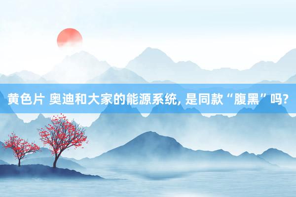 黄色片 奥迪和大家的能源系统， 是同款“腹黑”吗?