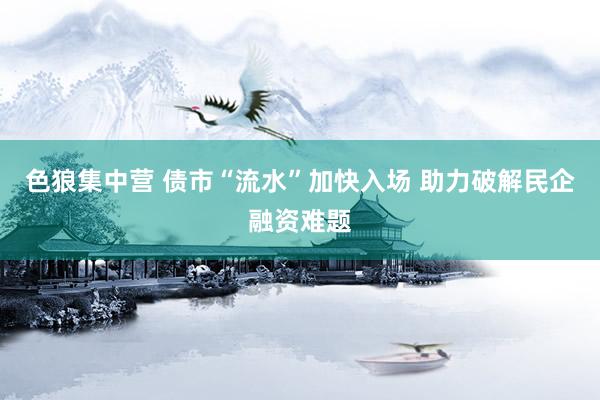 色狼集中营 债市“流水”加快入场 助力破解民企融资难题