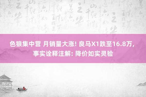 色狼集中营 月销量大涨! 良马X1跌至16.8万， 事实诠释注解: 降价如实灵验