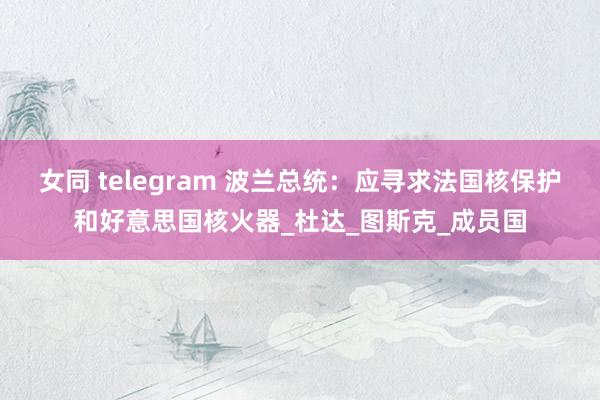 女同 telegram 波兰总统：应寻求法国核保护和好意思国核火器_杜达_图斯克_成员国