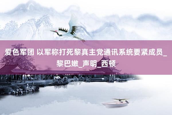 爱色军团 以军称打死黎真主党通讯系统要紧成员_黎巴嫩_声明_西顿