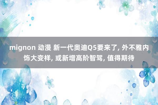 mignon 动漫 新一代奥迪Q5要来了， 外不雅内饰大变样， 或新增高阶智驾， 值得期待