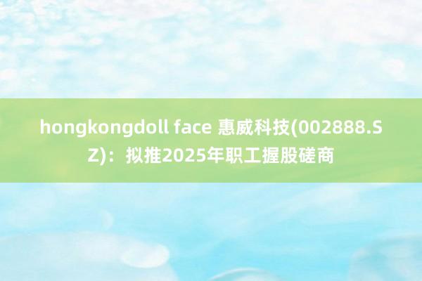 hongkongdoll face 惠威科技(002888.SZ)：拟推2025年职工握股磋商
