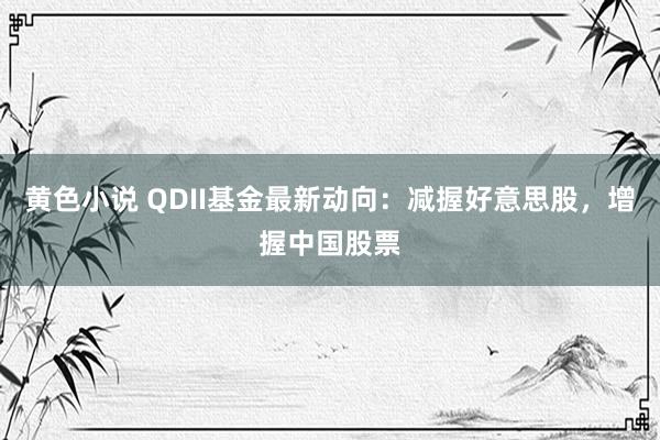 黄色小说 QDII基金最新动向：减握好意思股，增握中国股票